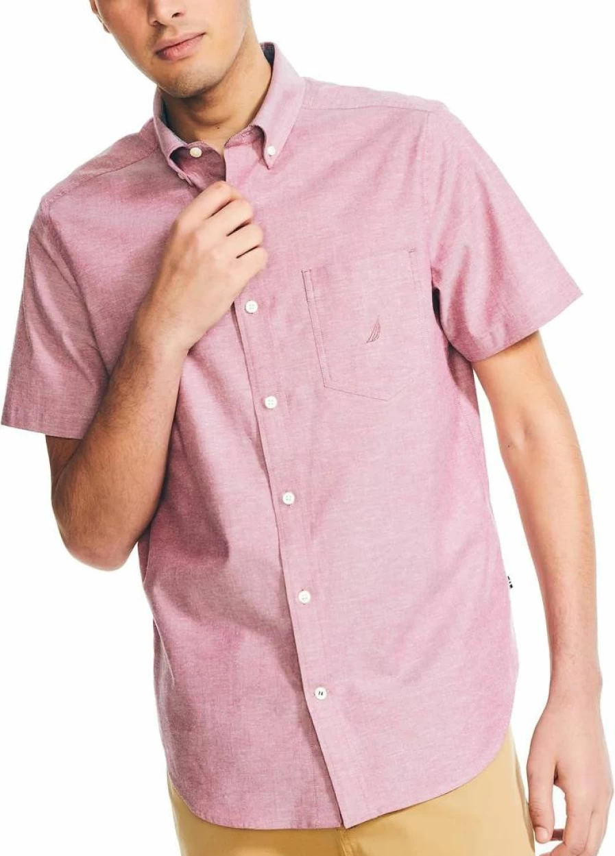 Nautica Men's Classic Short-Sleeve Oxford Shirt - Casual Comfort Fit Button-Down Top