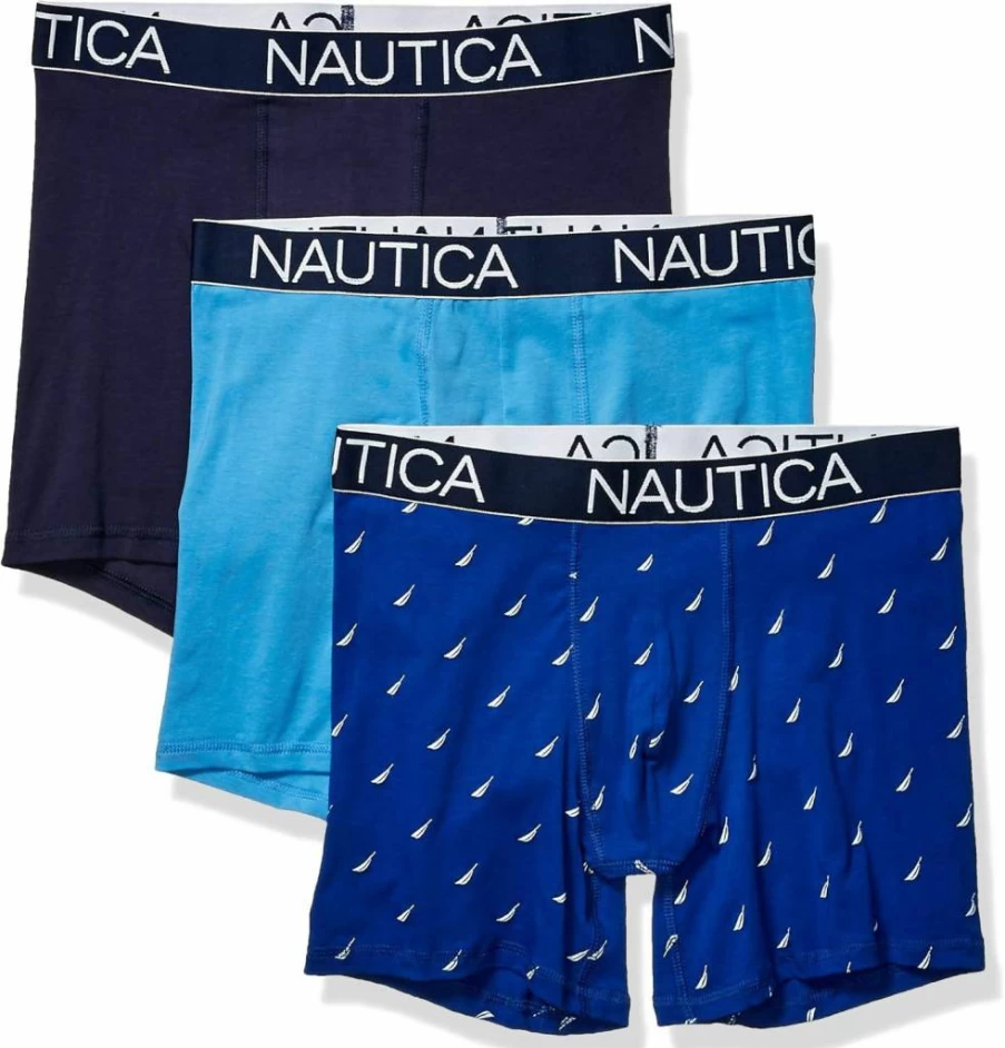 Nautica Men's 3 Pack Stretch Cotton Boxer Briefs - Soft Comfort Underwear