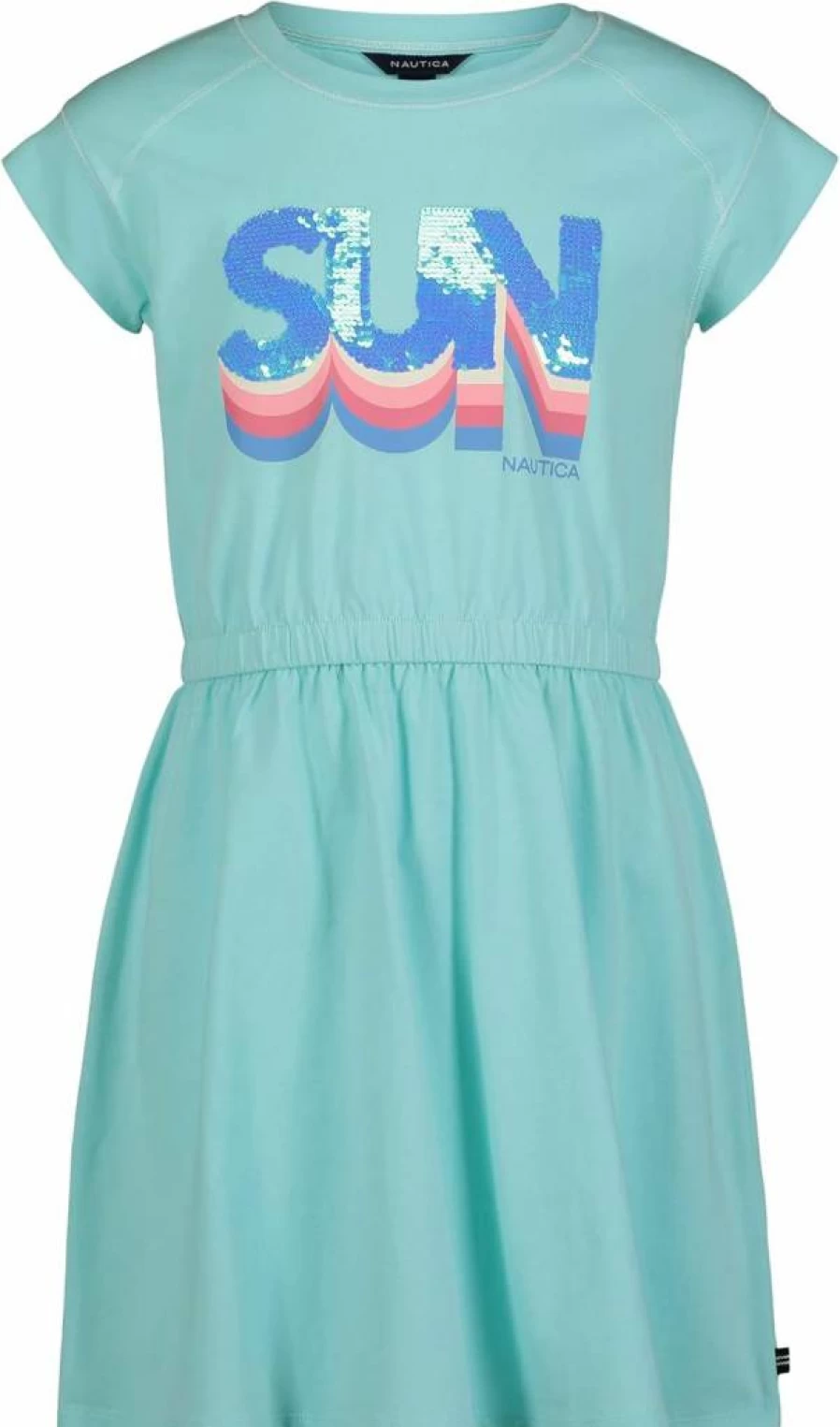 Nautica Girls' Fun Color Short Sleeve Tee Dress with Elastic Waist - Stylish & Comfortable Kids' Dresses