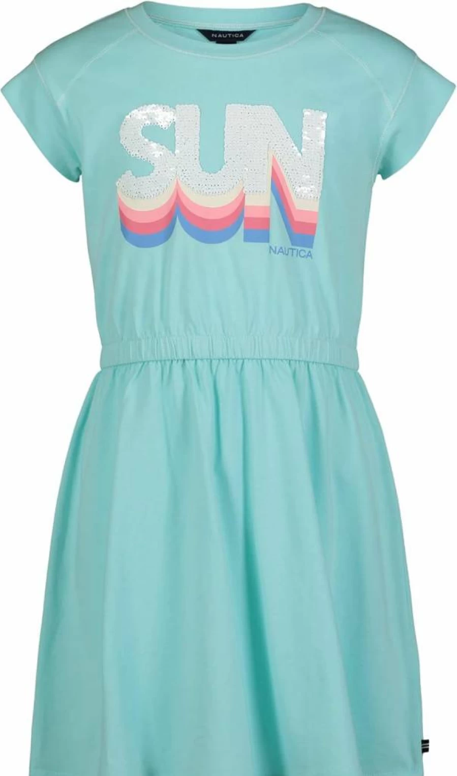 Nautica Girls' Fun Color Short Sleeve Tee Dress with Elastic Waist - Stylish & Comfortable Kids' Dresses