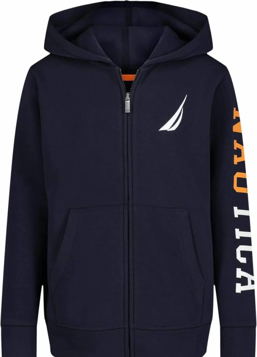 Nautica Boys' Fleece Zip Hoodie - Soft Long Sleeve Pullover for Kids, Cozy & Comfortable Outerwear
