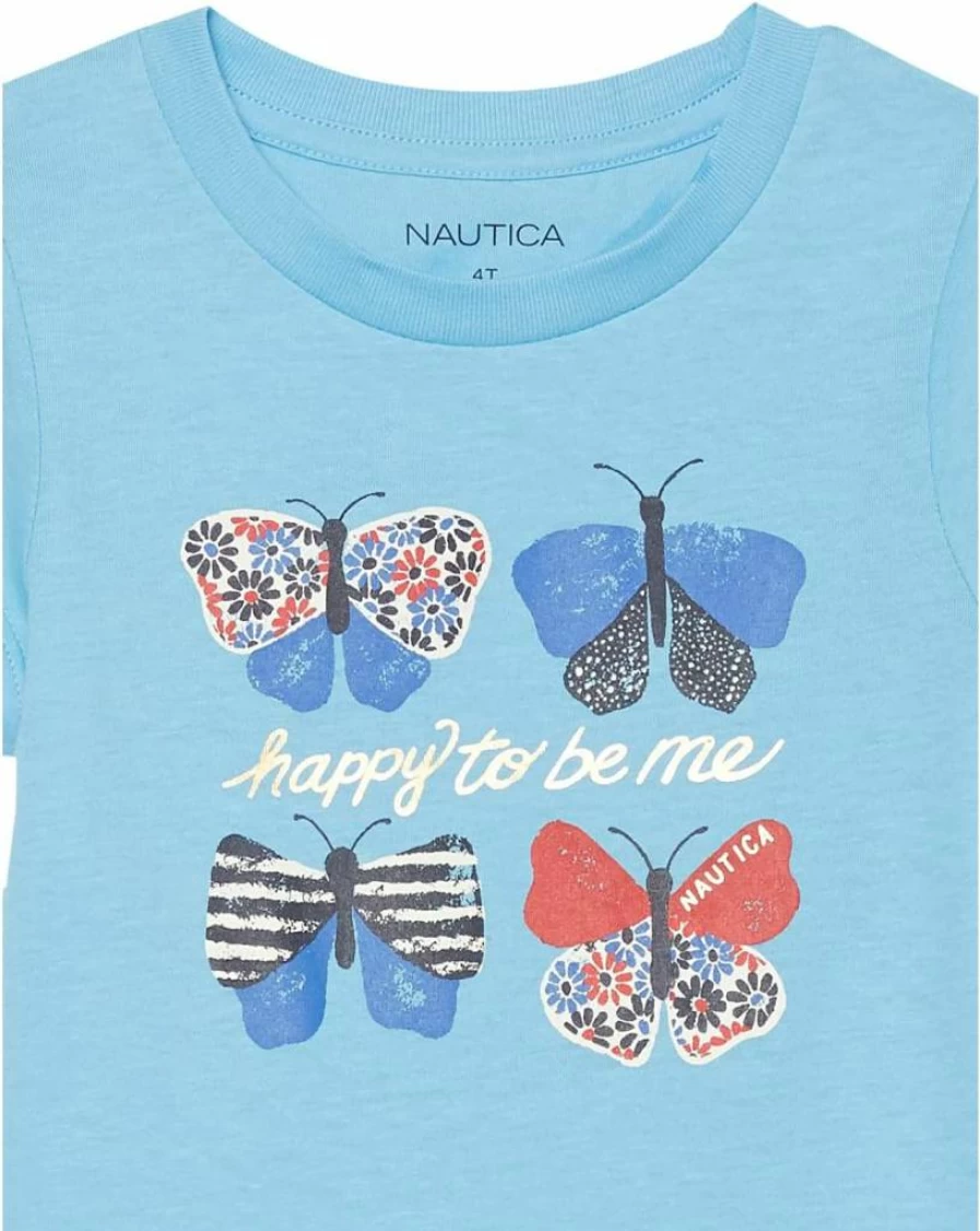 Nautica Girls' Cotton Short Sleeve Graphic Tee - Tagless Comfort Fit Fun Design