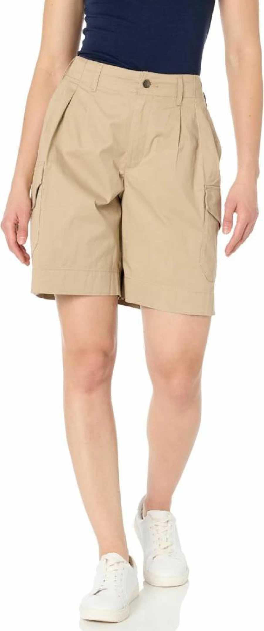 Nautica Women's Pleated Cargo Bermuda Shorts - Casual Comfort Stretch Waist Summer Shorts