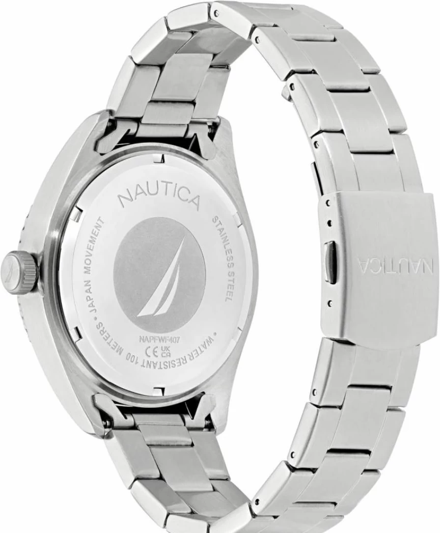 Nautica Finn World Stainless Steel Bracelet Watch for Men - Waterproof Casual Fashion Timepiece