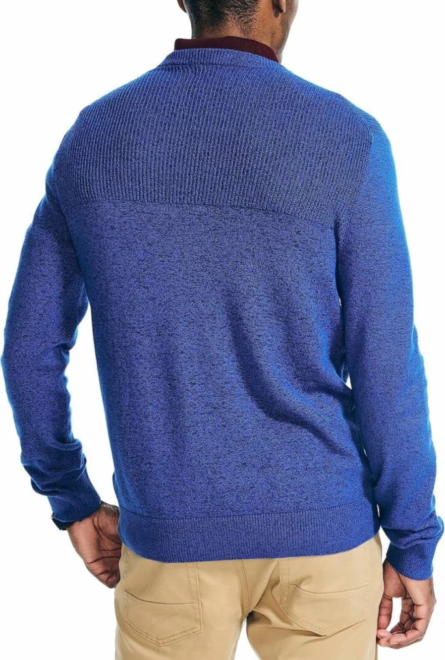 Nautica Men's Sustainable Textured Knit Crewneck Sweater – Eco-Friendly Casual Pullover