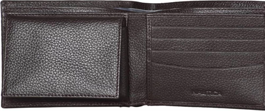 Nautica Men's RFID Blocking Bifold Leather Wallet with ID Window & Multiple Card Slots | Durable & Stylish Design