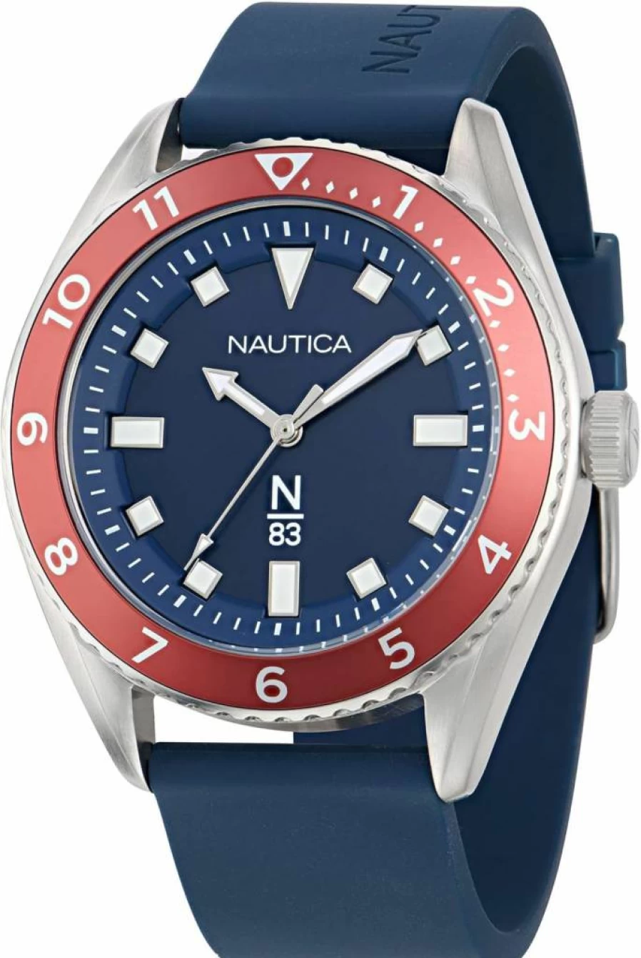 Nautica Finn World Men's Silicone Strap Watch - Waterproof Casual Wristwatch with Date Display