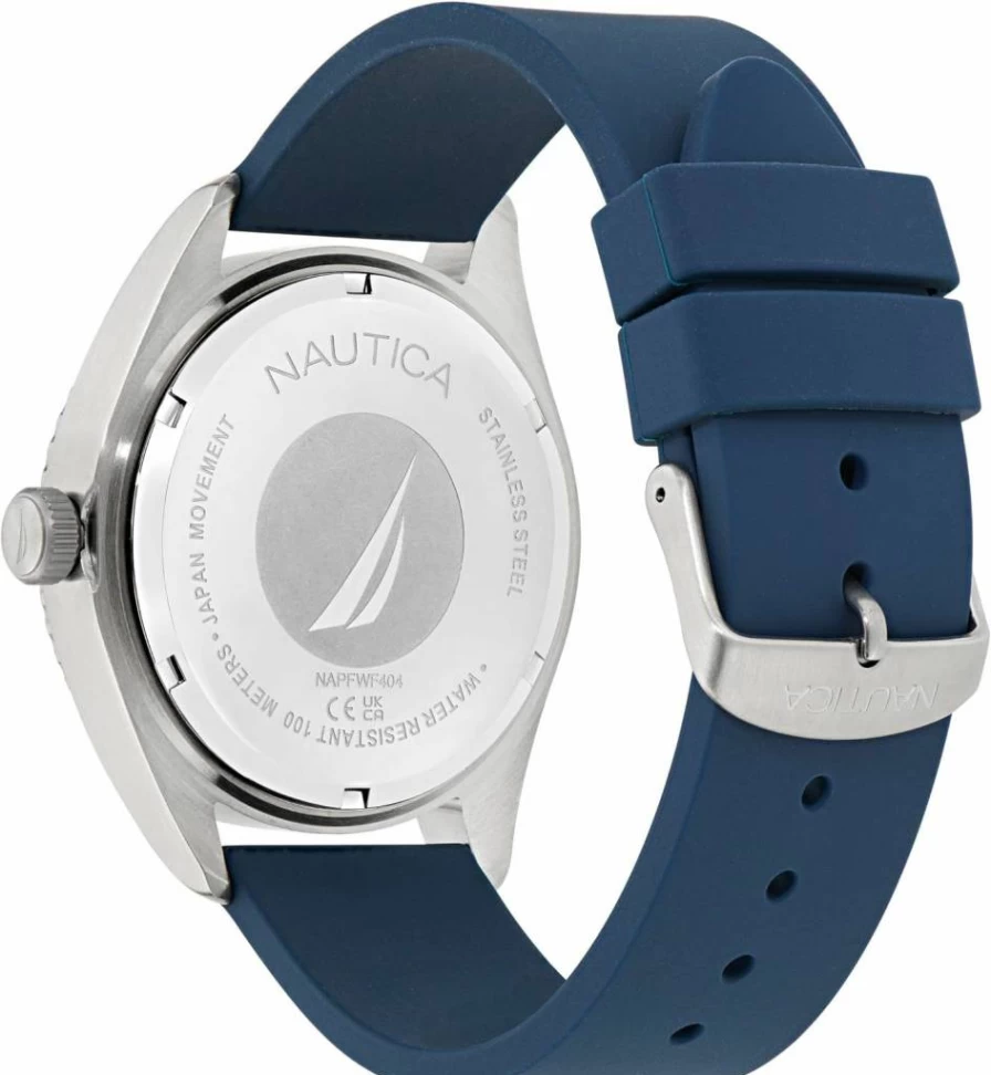 Nautica Finn World Men's Silicone Strap Watch - Waterproof Casual Wristwatch with Date Display