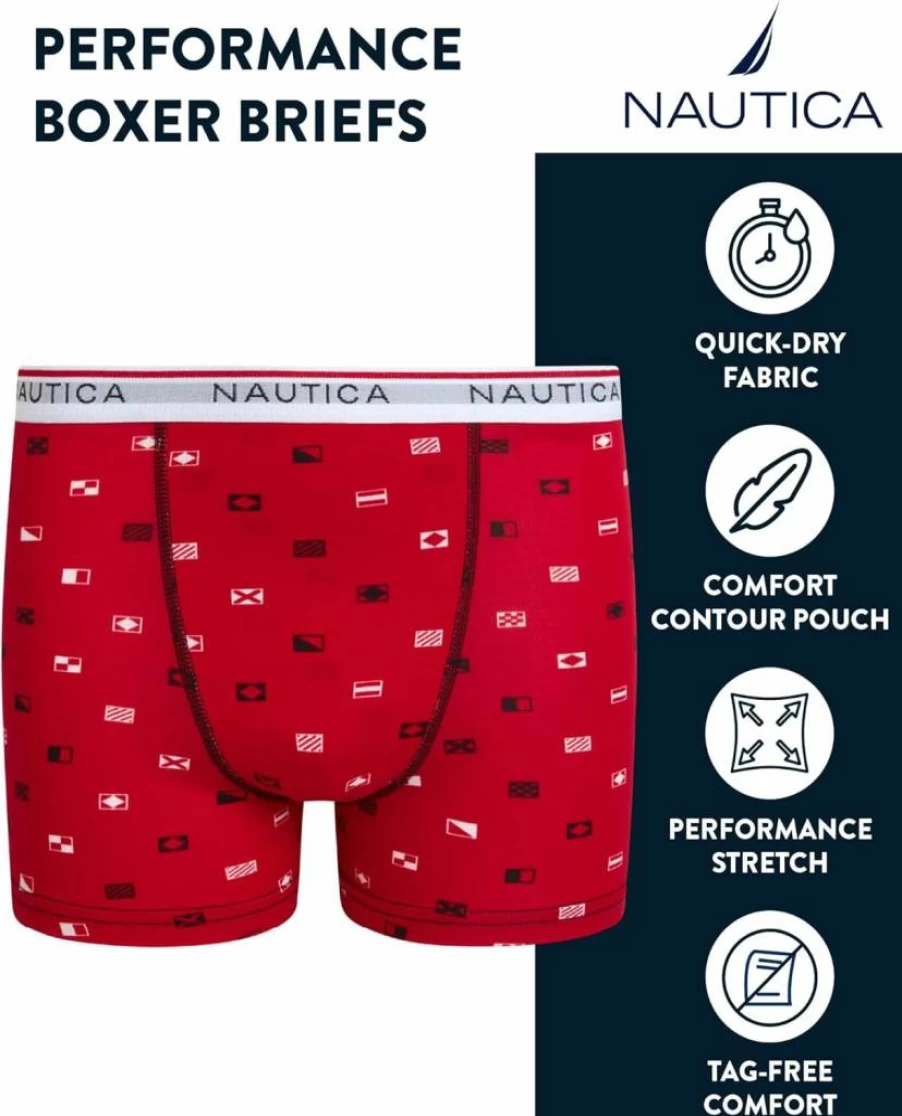Nautica Boys' Breathable Stretch Boxer Briefs - 3/6 Pack Performance Underwear for Ages 6-18
