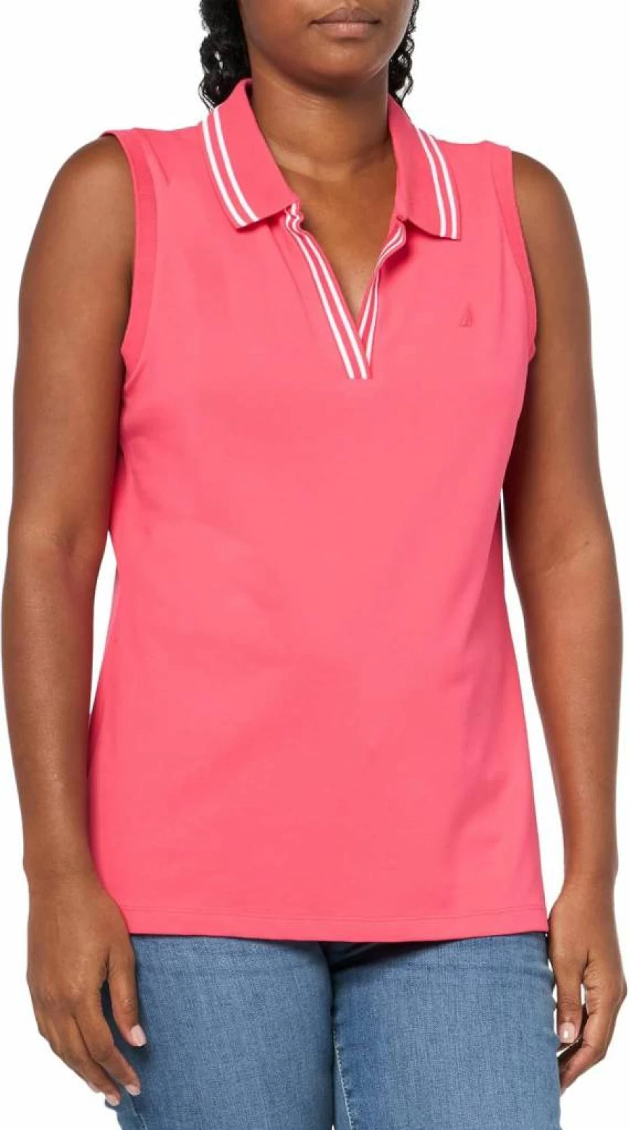 Nautica Women's Classic Solid Sleeveless Johnny Collar Polo Shirt - Casual Summer Top