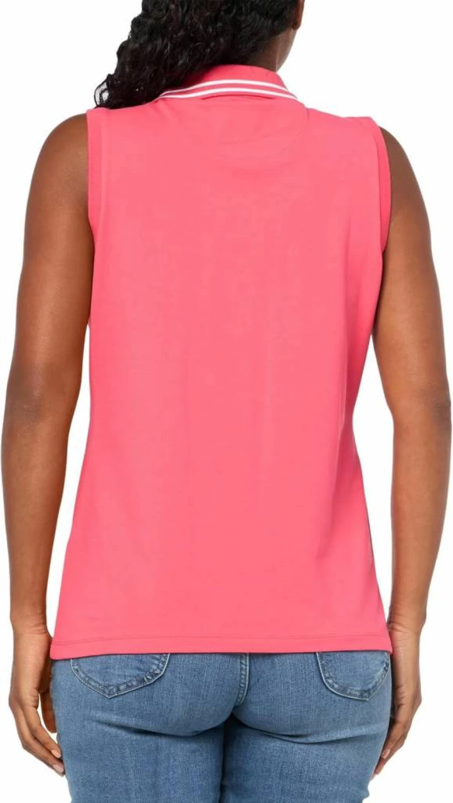 Nautica Women's Classic Solid Sleeveless Johnny Collar Polo Shirt - Casual Summer Top