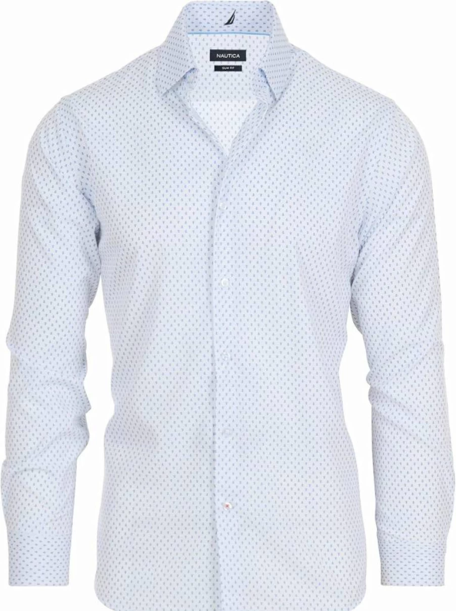Nautica Men's Regular Fit Long Sleeve Dress Shirt - Wrinkle Free, 4-Way Stretch Formal Business Shirt for Men