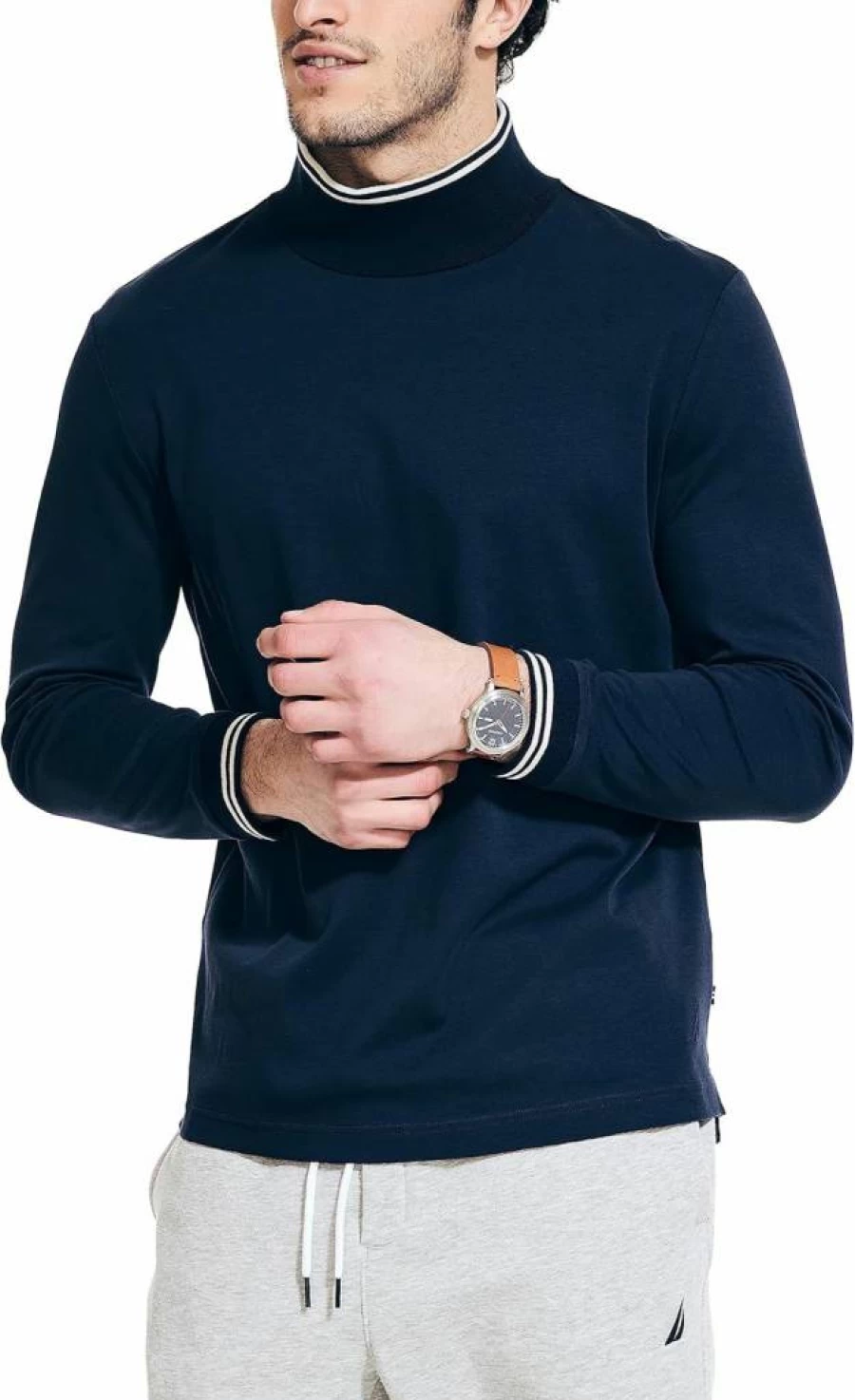 Nautica Men's Classic Turtleneck Sweater for Winter - Soft Knit Pullover Slim Fit Casual Warm Top