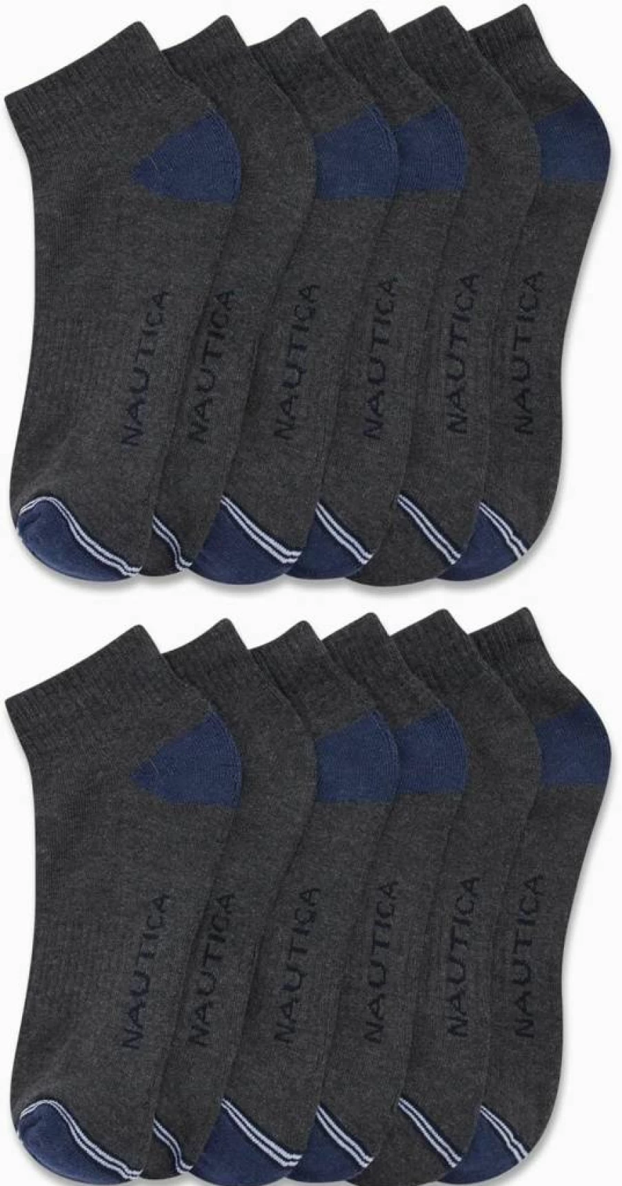 Nautica Men's 12-Pack Athletic Ankle Socks - Moisture-Wicking, Cushioned Comfort for Sizes 6-12.5 | Quarter-Length Sports Socks for Men