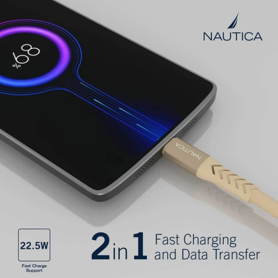 Nautica USB-C to USB-A Fast Charging Cable 4.5A Compatible with Galaxy S9 S10 LG V20 PS5 Controller & More