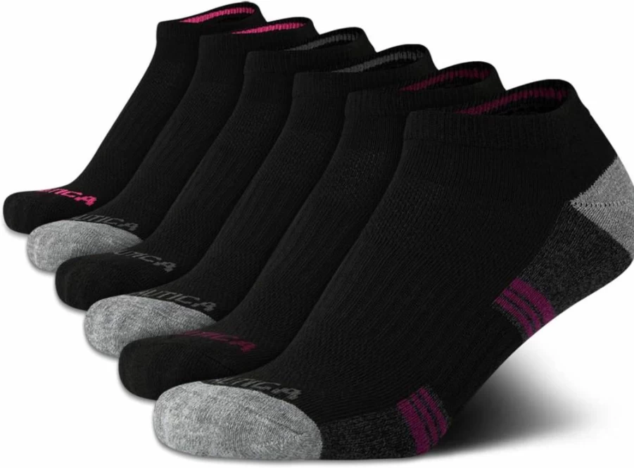 Nautica Women's Athletic Low Cut Socks 6-Pack - Cushioned Comfort for Running & Sports