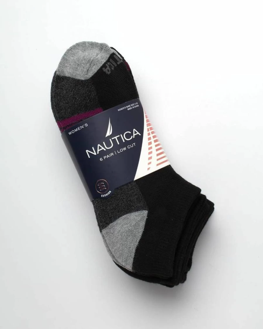Nautica Women's Athletic Low Cut Socks 6-Pack - Cushioned Comfort for Running & Sports