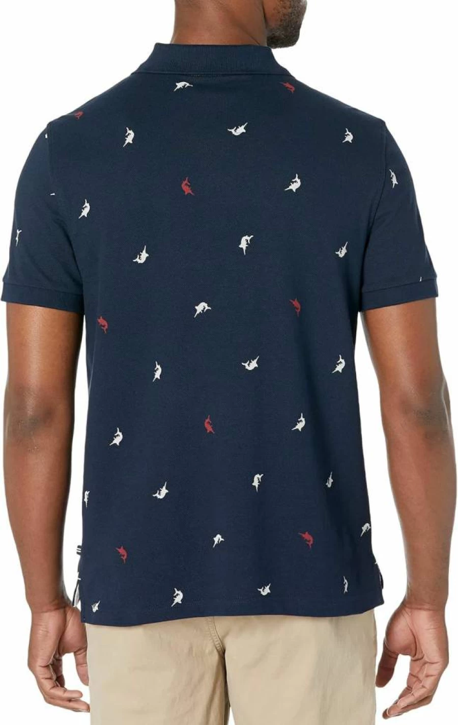Nautica Men's Classic Fit Printed Deck Polo Shirt - Stylish Casual Navy Blue Top for Men