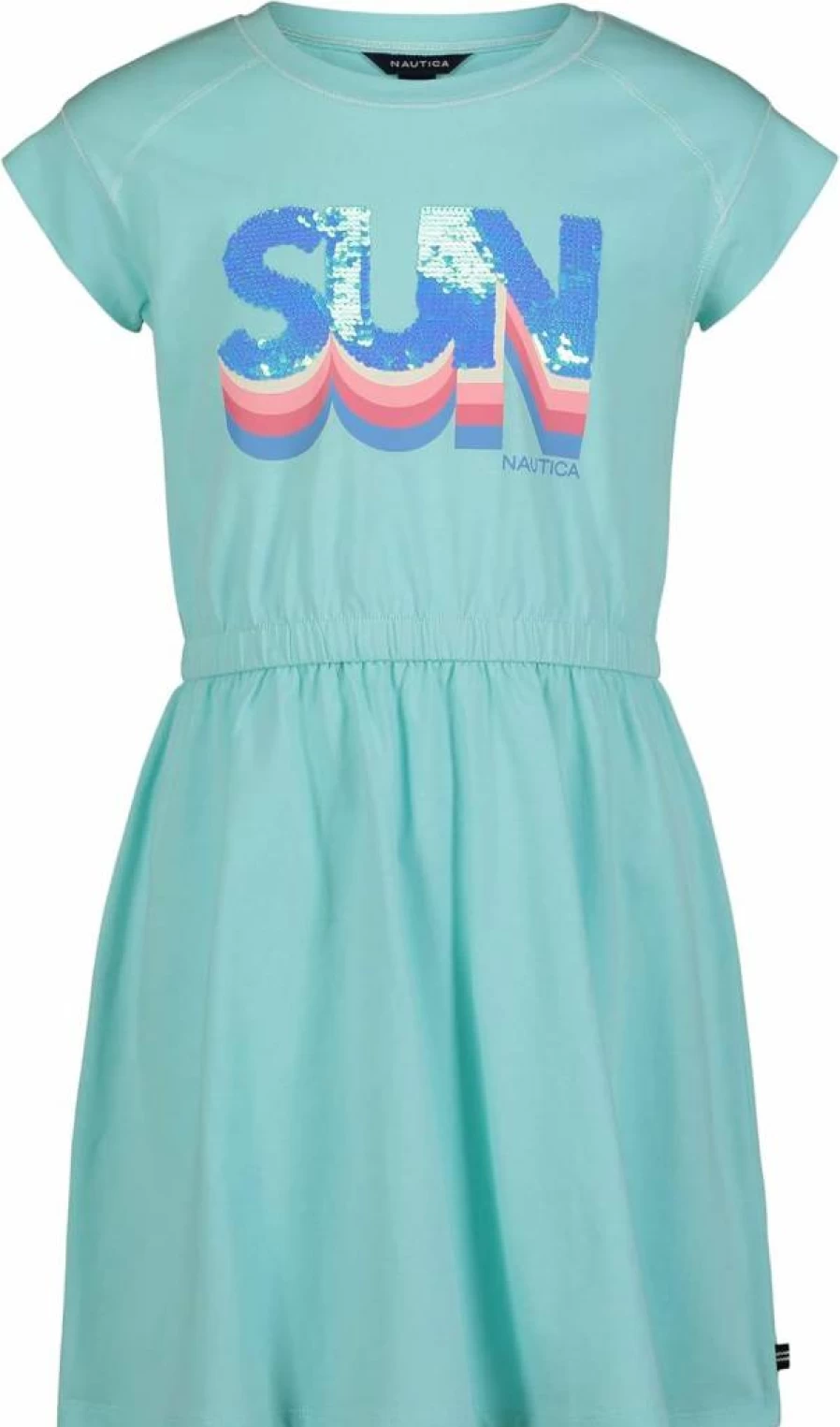 Nautica Girls' Fun Color Short Sleeve Tee Dress with Elastic Waist for Playful Style