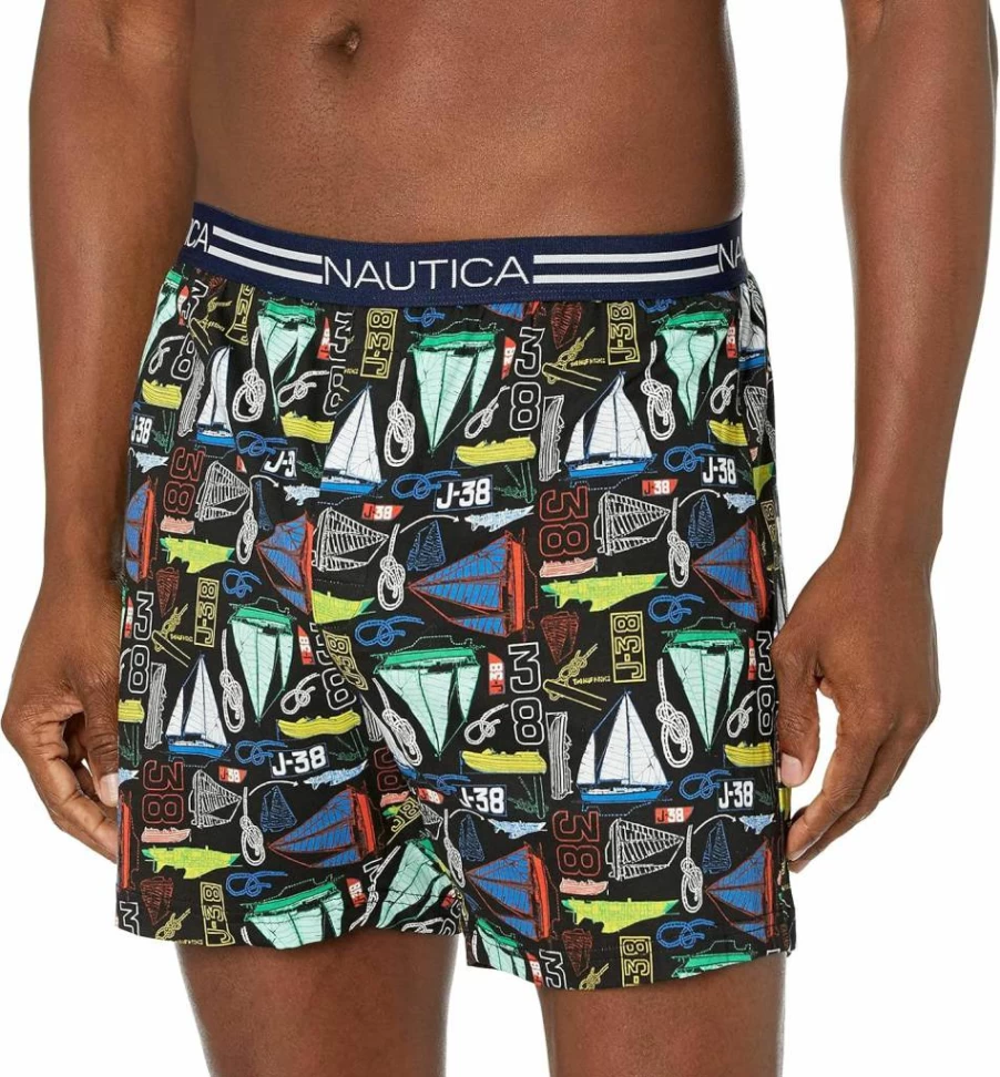 Nautica Men's Classic Cotton Boxer Briefs - Soft Loose Fit Knit Underwear for Comfort