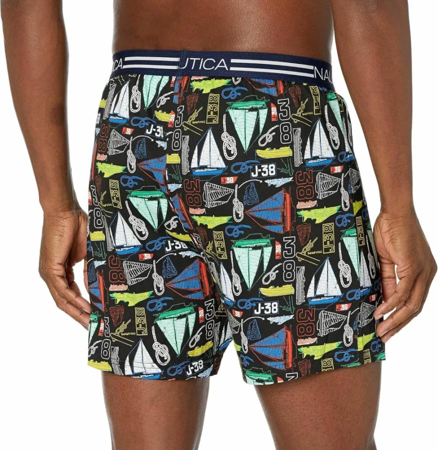 Nautica Men's Classic Cotton Boxer Briefs - Soft Loose Fit Knit Underwear for Comfort