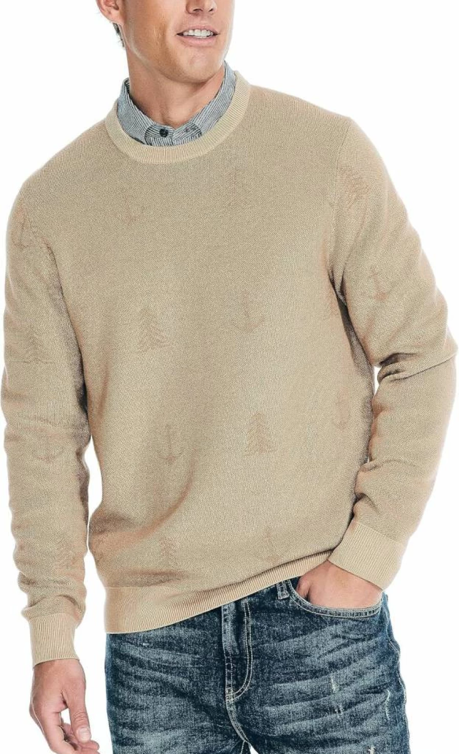 Nautica Men's Eco-Friendly Striped Crewneck Sweater – Sustainable Cotton Knitwear