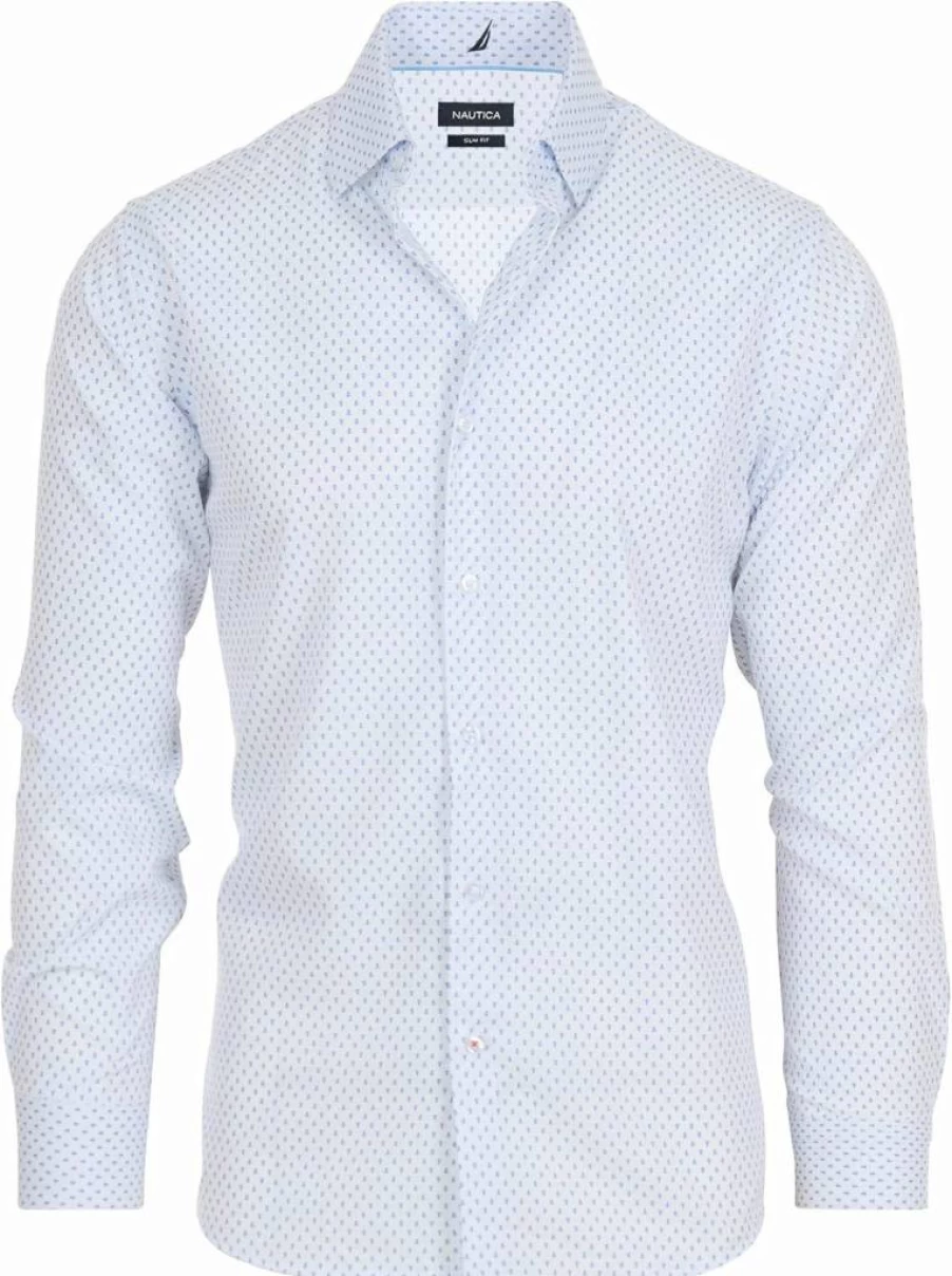 Nautica Men's Regular Fit Long Sleeve Dress Shirt - Wrinkle Free, 4-Way Stretch Formal Business Shirt