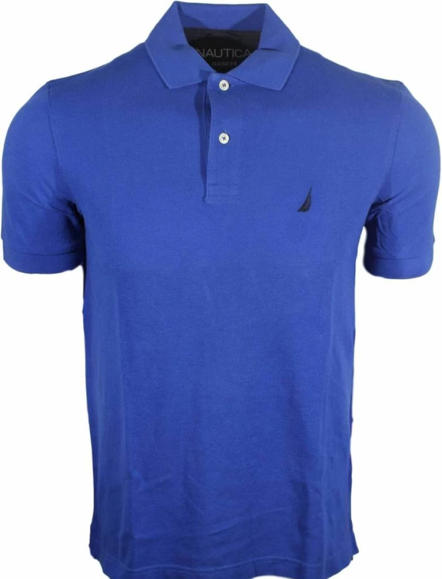 Nautica Men's Classic Fit Solid Color Short Sleeve Cotton Pique Polo Shirt for Casual Wear