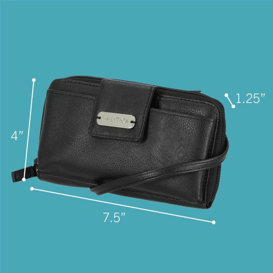 Nautica Women's RFID Blocking Crossbody Bag - Zip Around Clutch Wallet for Secure Everyday Carry