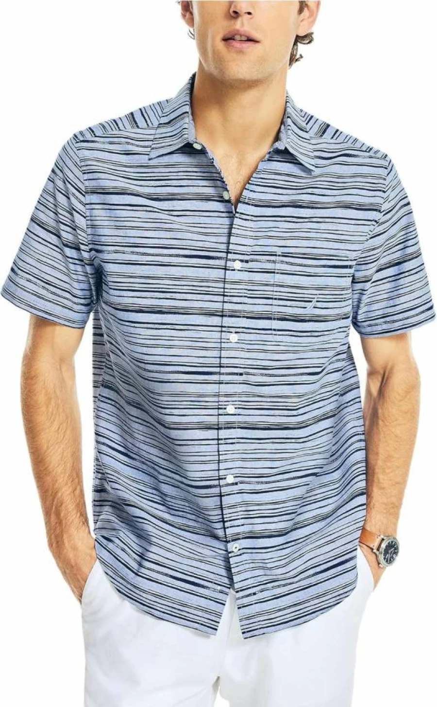 Nautica Men's Stylish Printed Short-Sleeve Casual Shirt for Summer