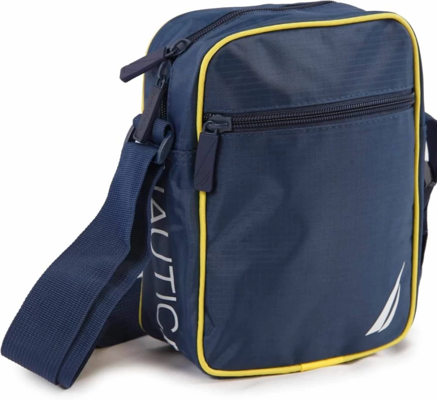 Nautica Unisex Navy and Red Canvas Shoulder Bag for Men and Women