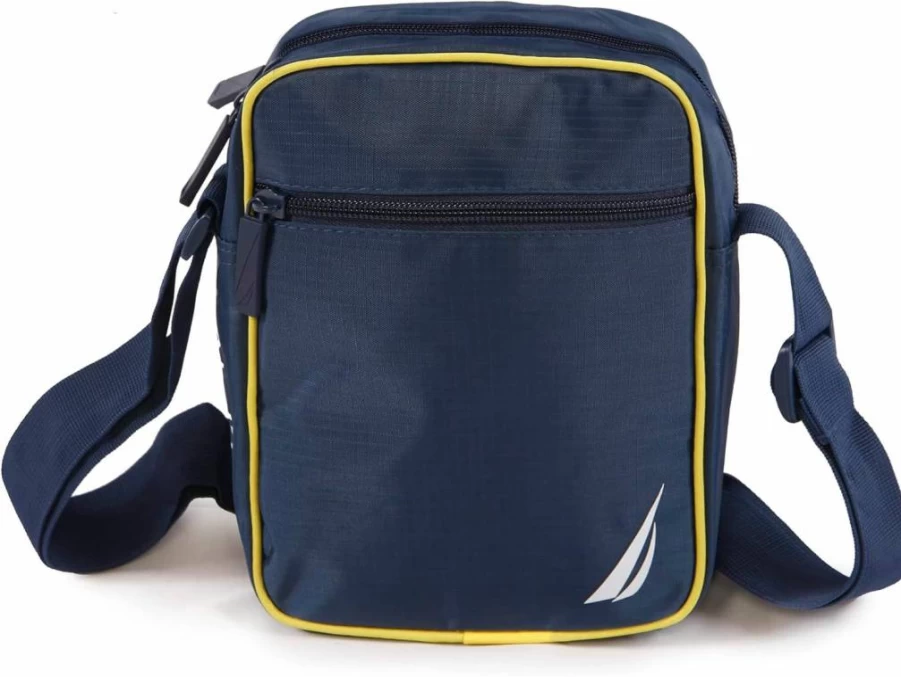 Nautica Unisex Navy and Red Canvas Shoulder Bag for Men and Women