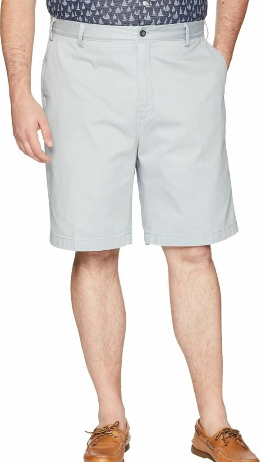 Nautica Men's Big & Tall Cotton Twill Chino Shorts Flat Front Casual Summer