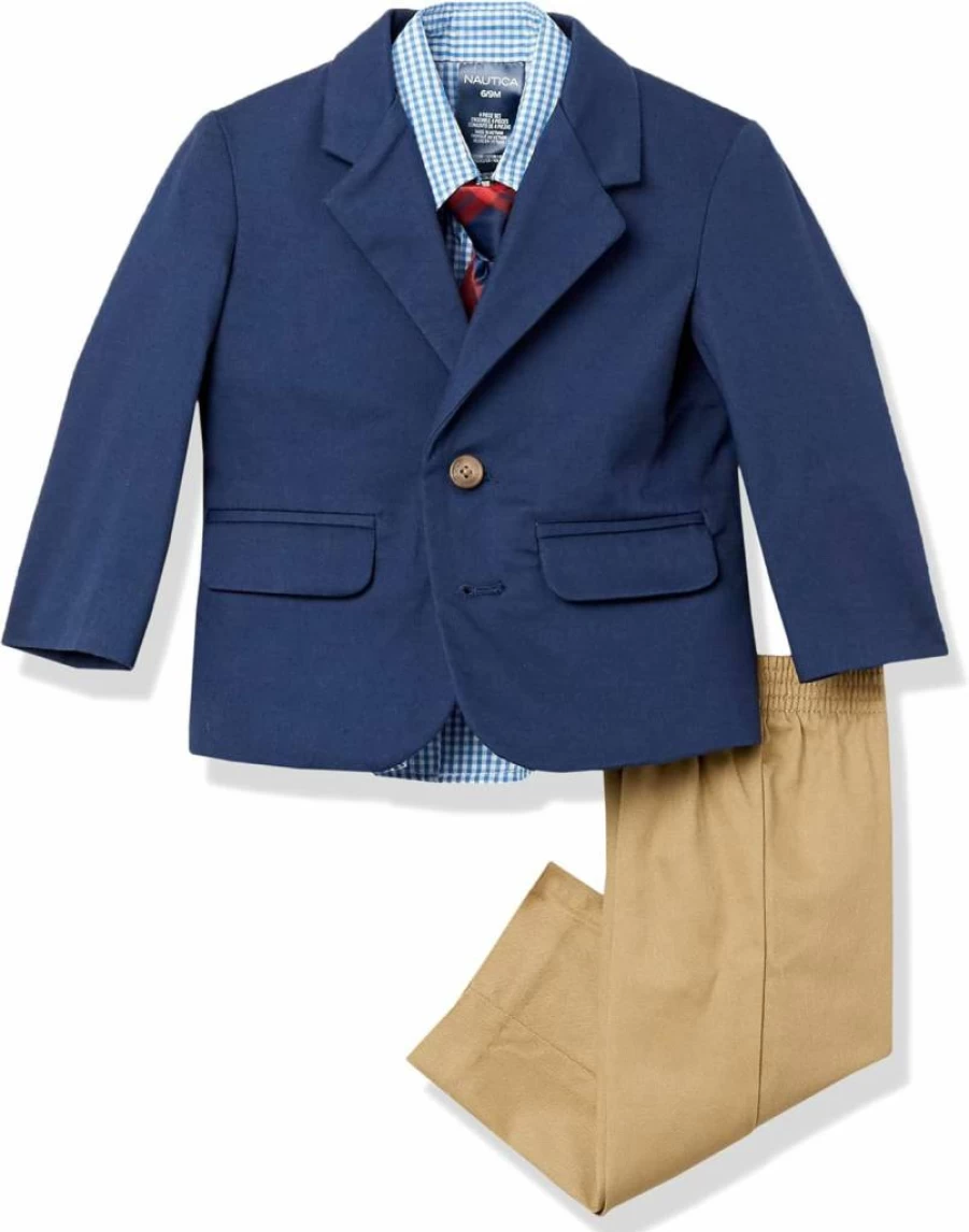 Nautica Baby Boys' Formal 4-Piece Suit Set - Blazer, Dress Shirt, Pants & Tie for Special Occasions