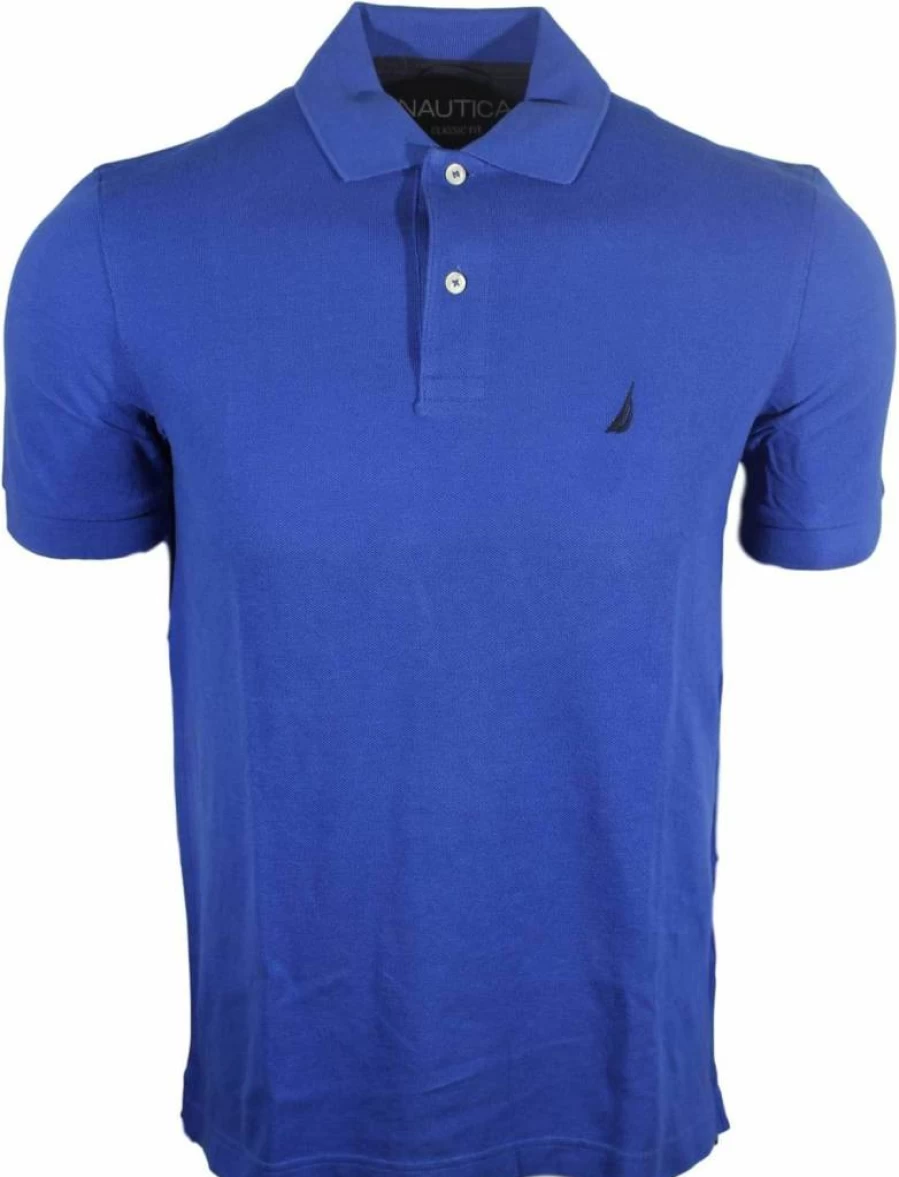 Nautica Men's Classic Fit Solid Color Short Sleeve Cotton Pique Polo Shirt for Casual Wear