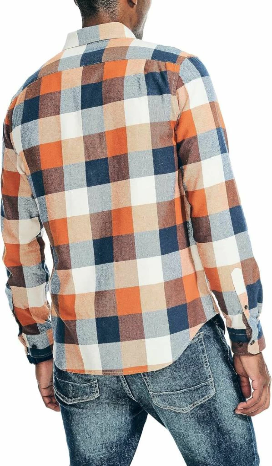 Nautica Men's Sustainable Plaid Flannel Shirt – Eco-Friendly Casual Wear