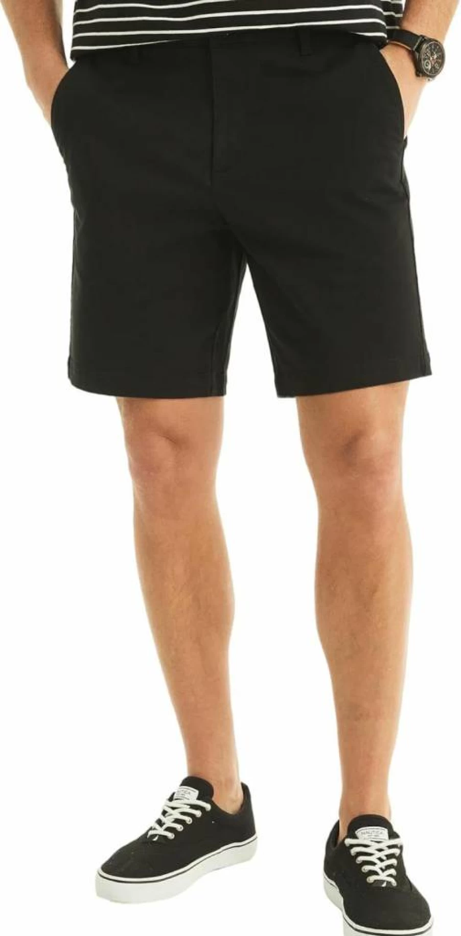 Nautica Men's Stretch Solid Chino Shorts 8.5" Inseam Classic Fit Flat Front Deck Shorts