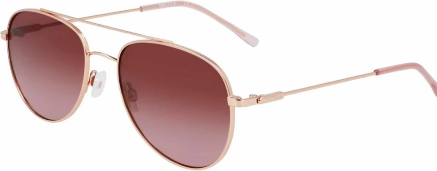 Nautica N2244S Rose Gold Polarized Aviator Sunglasses for Men & Women, UV Protection Pilot Shades, Classic One Size Fashion Eyewear