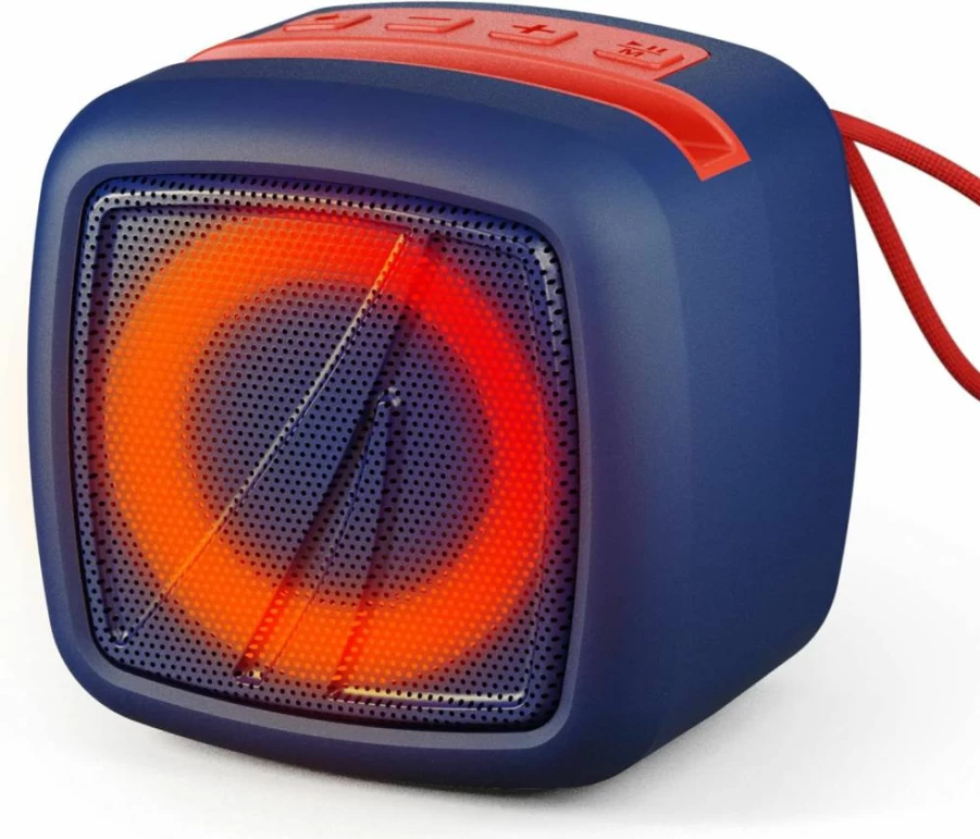 Nautica Wireless Bluetooth Speaker with IPX5 Water Resistance, 15H Playtime, Built-in Phone Holder, TWS Pairing, LED Lights, Deep Bass for Indoor & Outdoor Use (Navy-Yellow)