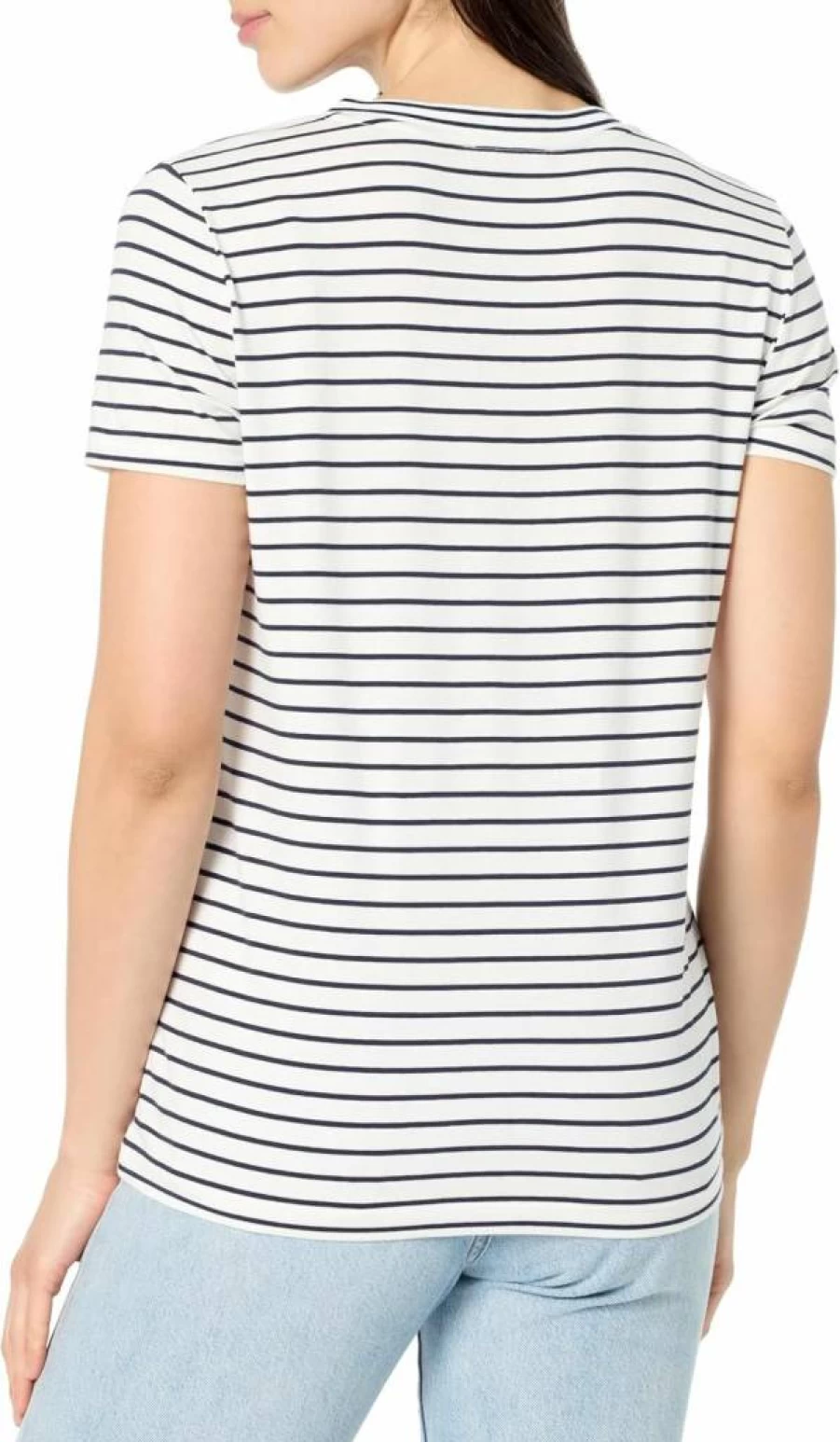 Nautica Women's Striped V-Neck Short Sleeve Casual T-Shirt for Summer