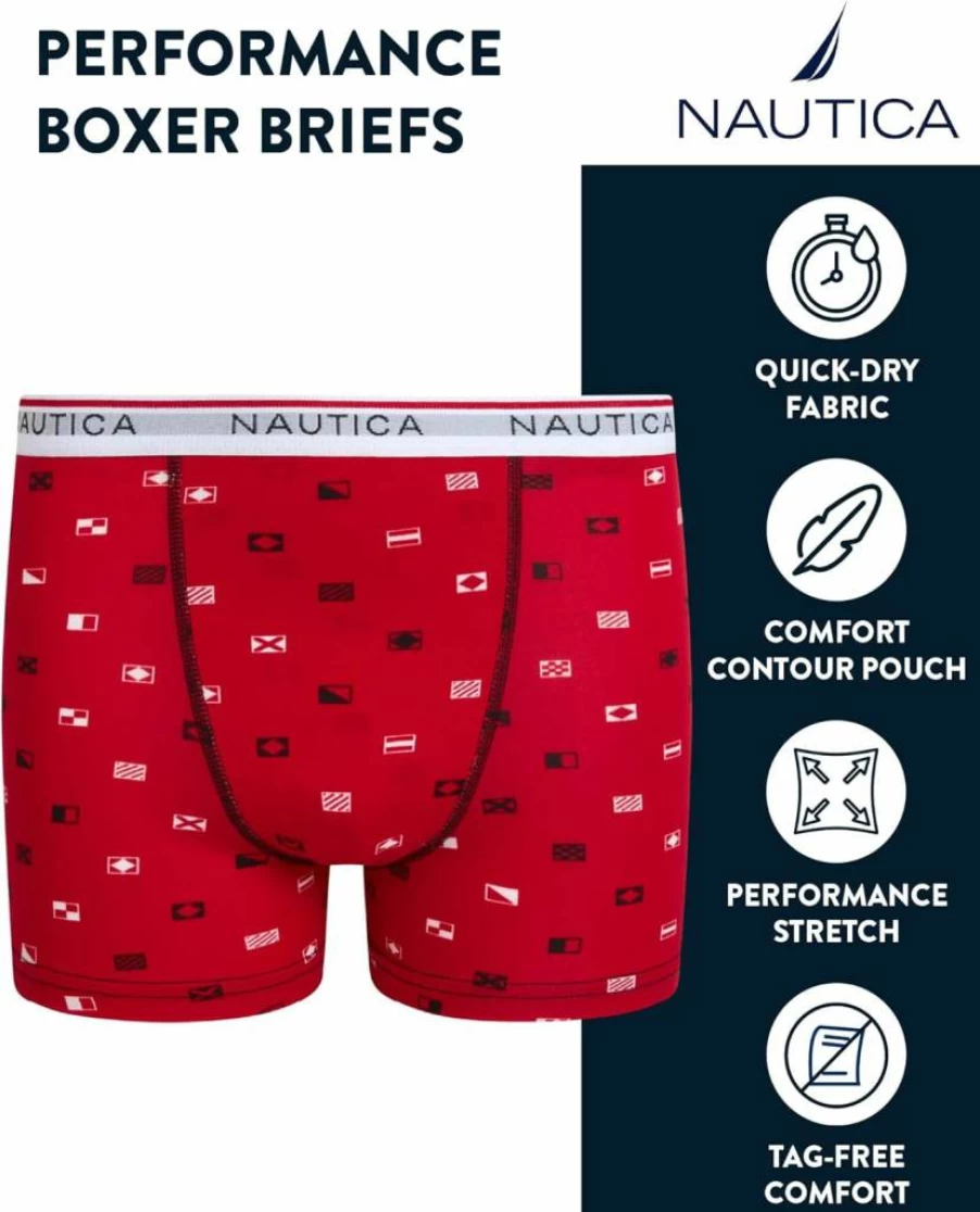 Nautica Boys' Breathable Stretch Boxer Briefs - 3/6 Pack Comfort Underwear for Ages 6-18