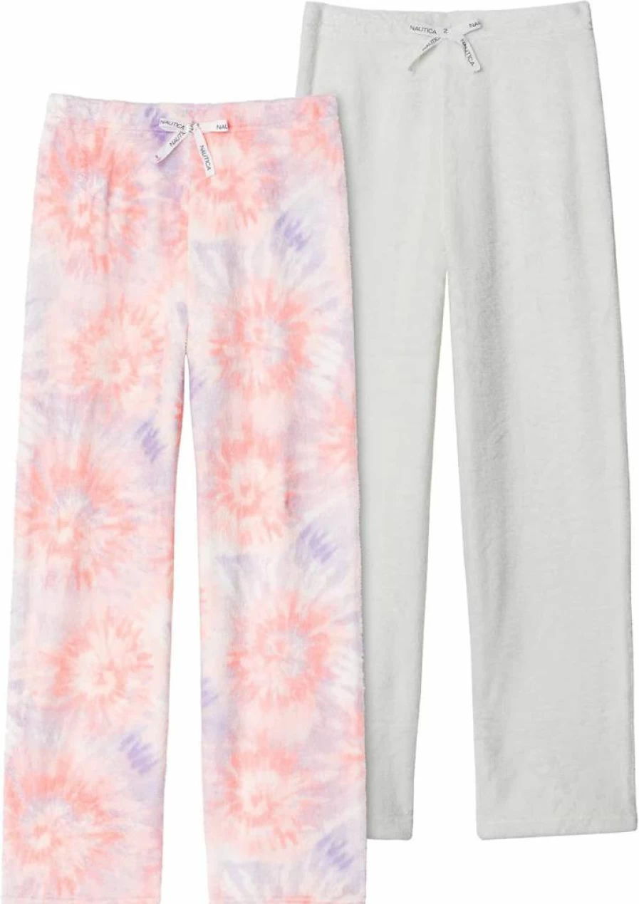 Nautica Girls' 2-Pack Soft Brushed Micro Pajama Pants for Kids | Comfortable Sleepwear Bottoms for Toddlers and Little Girls