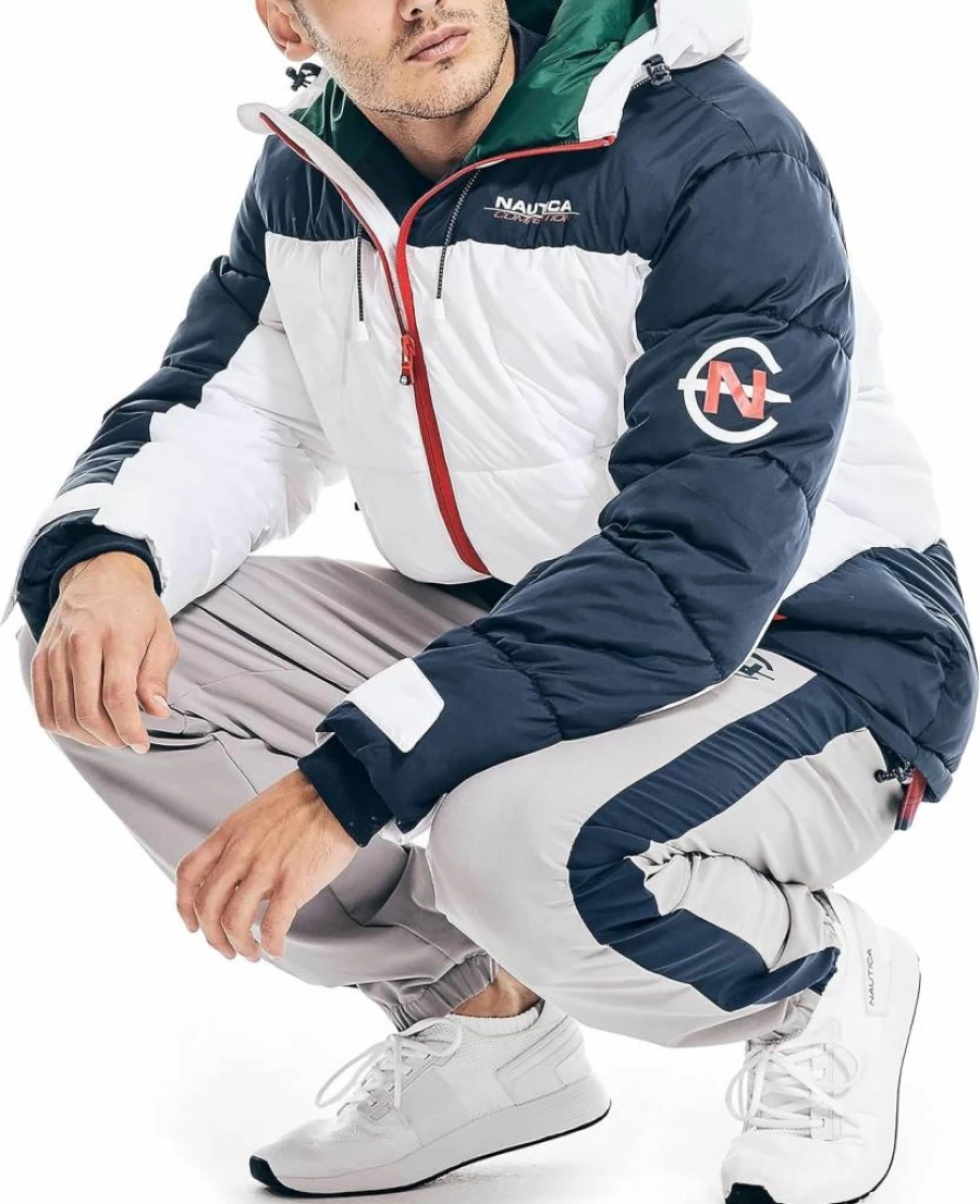 Nautica Men's Sustainable Colorblock Parka Jacket – Water-Resistant Winter Coat with Tempasphere Technology
