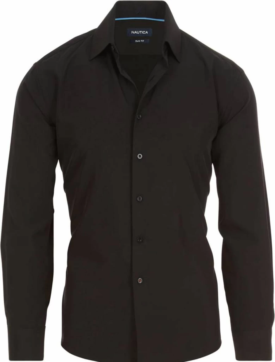 Nautica Men's Slim Fit Long Sleeve Dress Shirt - Wrinkle Free, 4-Way Stretch, Button Down Formal Business Shirt