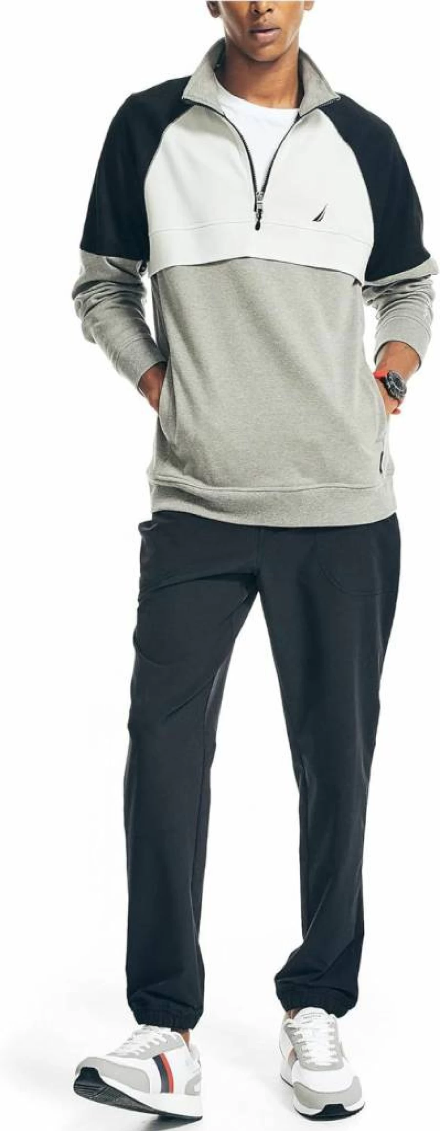 Nautica Men's Color Block Quarter-Zip Sweater | Navtech Performance Pullover