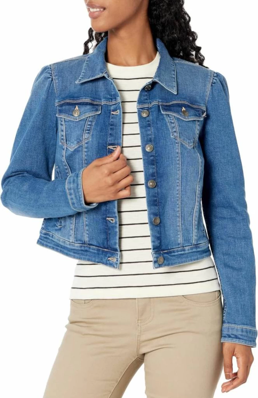 Nautica Women's Denim Jacket - Classic Blue Stretch Jean Jacket for Women