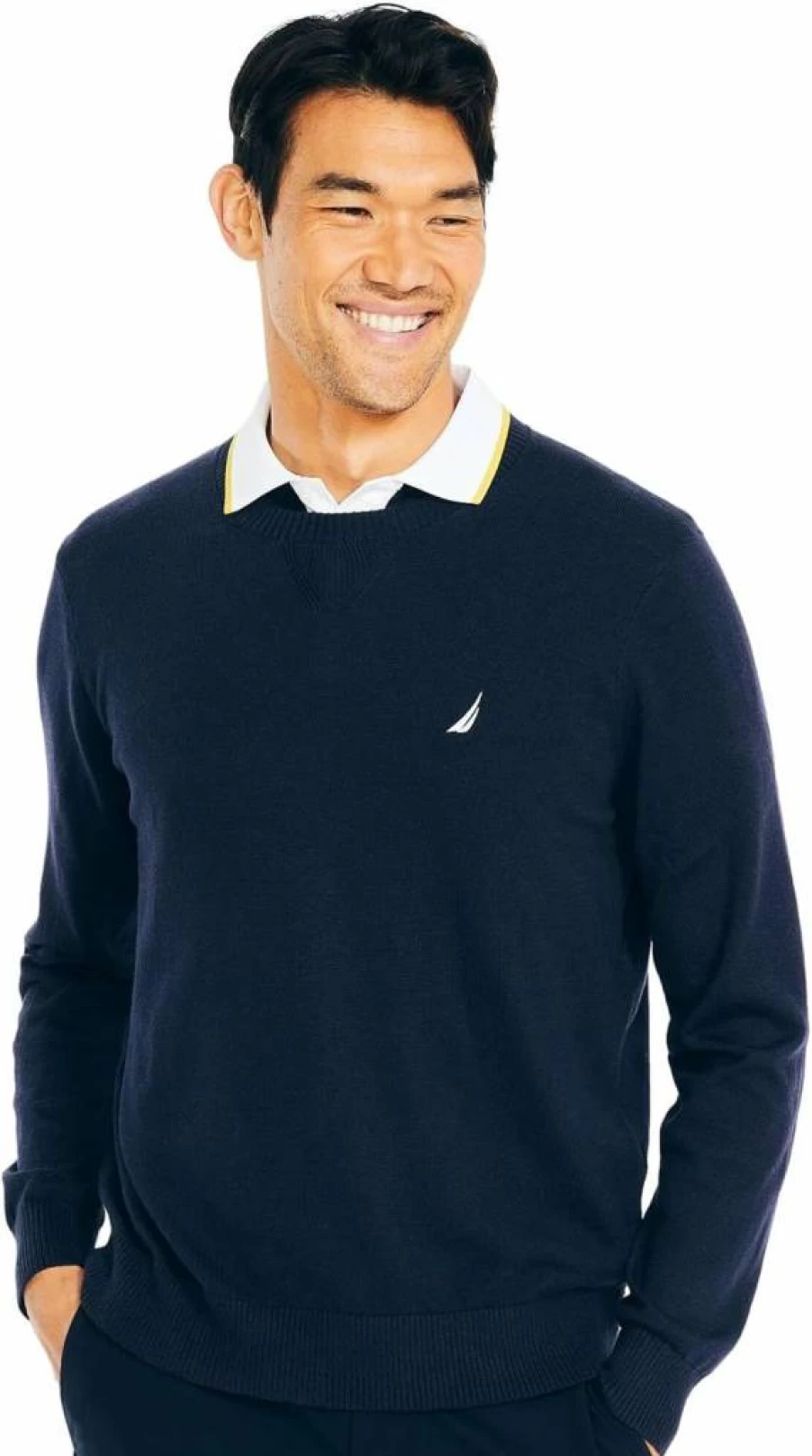 Nautica Men's Eco-Friendly Cotton Crewneck Sweatshirt - Sustainable Casual Pullover