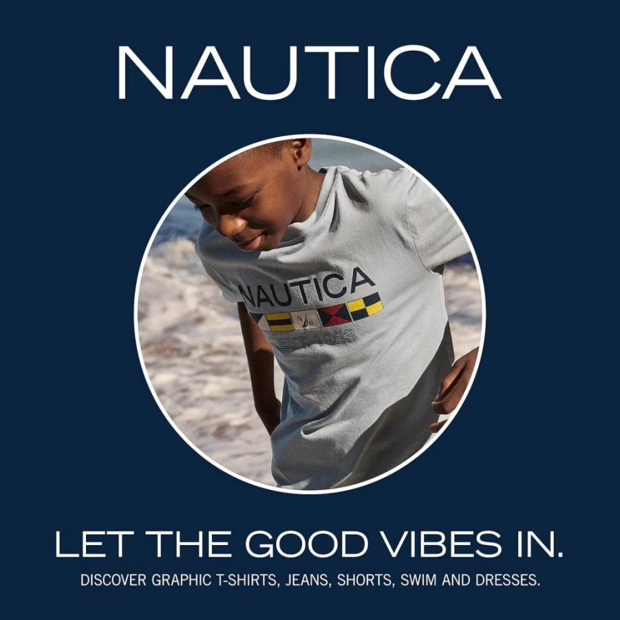 Nautica Boys' Short Sleeve Polo Shirt with Anchor Design, Comfortable Pique Cotton, Button-Up Closure for Kids