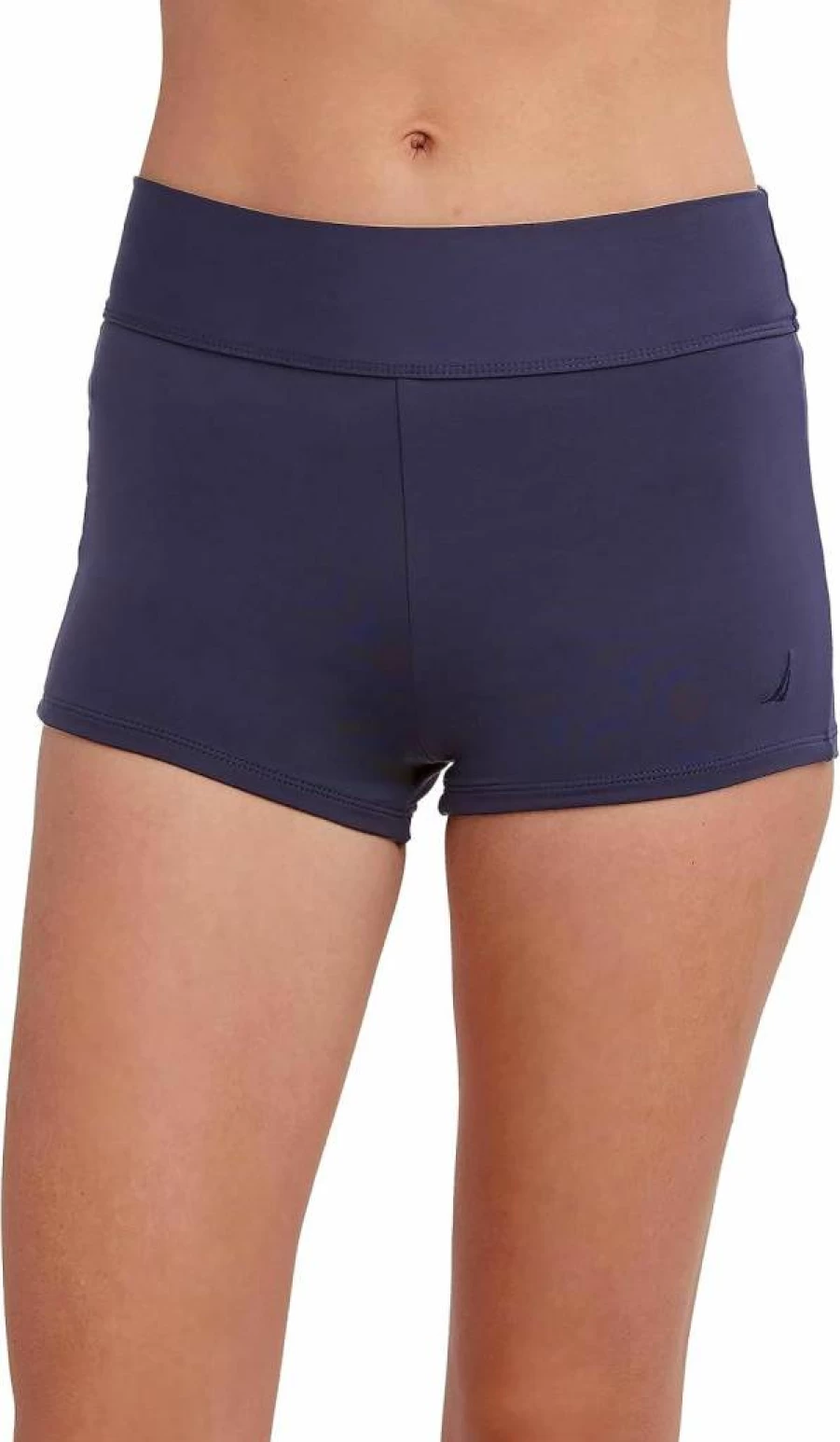 Nautica Women's High-Waisted Boyleg Bikini Bottom - Flattering Swimwear with Wide Comfort Waistband