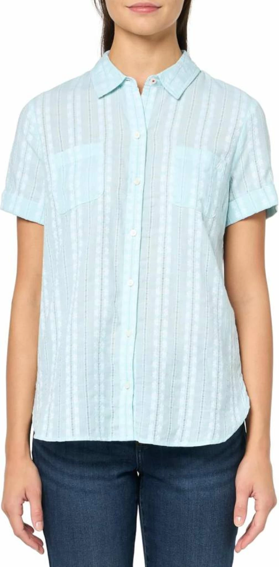 Nautica Women's Short Sleeve Button-Down Camp Shirt Casual Comfort Fit Top